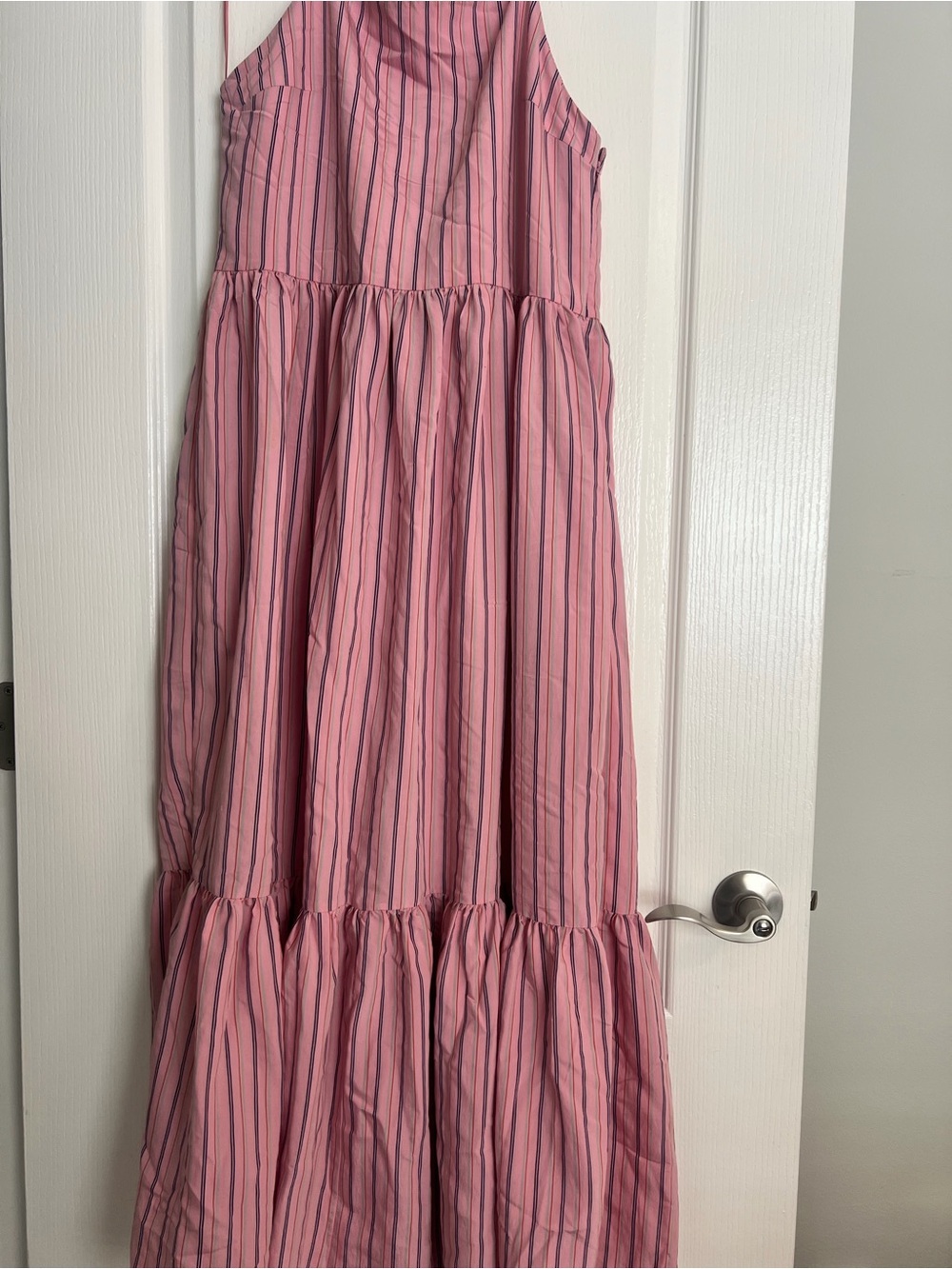 Zara - Pink Navy Striped Maxi Sundress - Viscose w/Spaghetti Straps and pockets